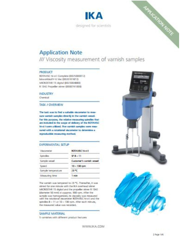 IKA MFG Viscosity Measurement of Varnish Samples